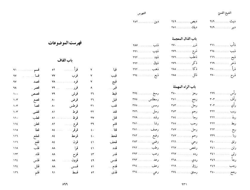 فهرس كتاب سفينة البحار ، ومدينة الحكمة والأثار – 4 أجزاء