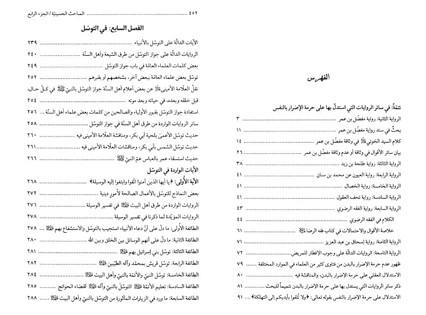 فهرس كتاب المباحث الحسينية – 4 أجزاء